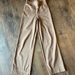 Tan High-Waisted Womens wide legged pant